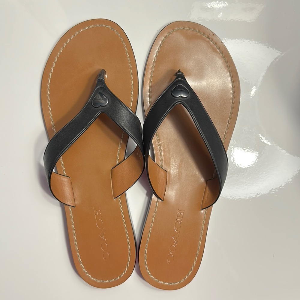 Coach leather flip flops 8.5